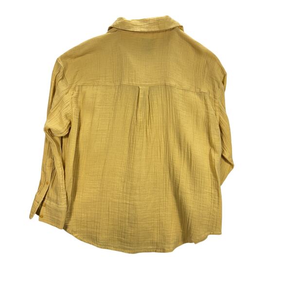 Abercrombie & Fitch Oversized Yellow Crinkle 100% Cotton Button-Up Shirt, Size M - Picture 5 of 7